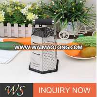 WS-P022 Kitchen Professional Stainless Steel 9.5 Inch Height Extra Strong Rubber Handle 6 Side Cheese Grater